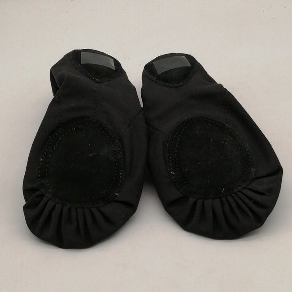 Tanzmuster Girls Ballet Shoe Black Flat w/Elastic Opening Cross Instep Straps 34 - Picture 4 of 9